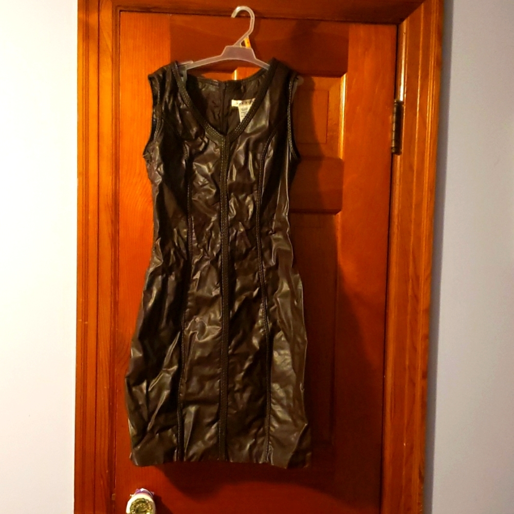 Brown pleather dress, Max Studio's size small.  A very sexy well fitted dress. C